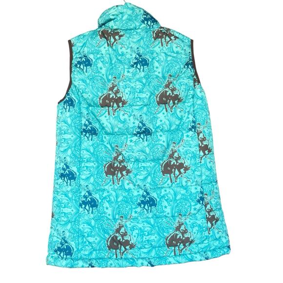 Cheekys Womens Puffer Vest Small Full Zip Horse Equestrian Ranch Cowgirl Rodeo - Picture 2 of 14
